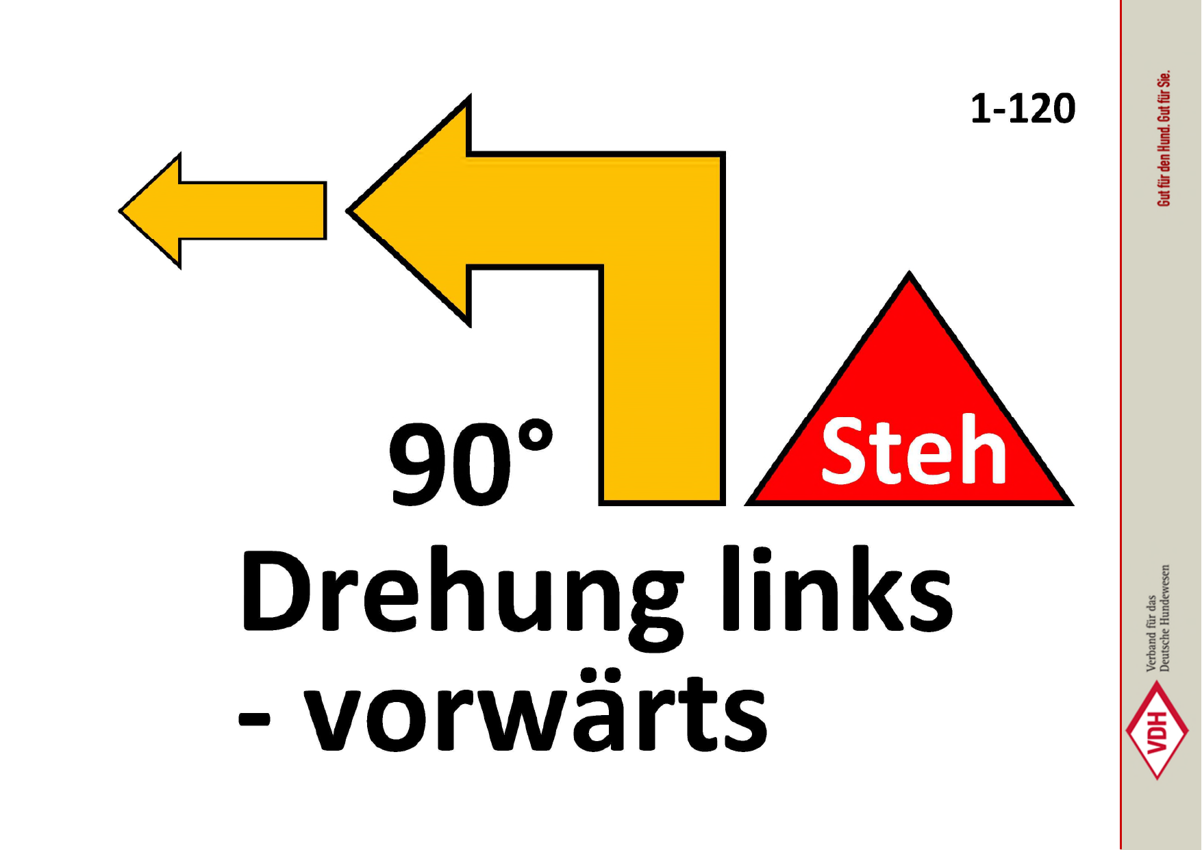90° Drehung links – vorwärts (Steh)