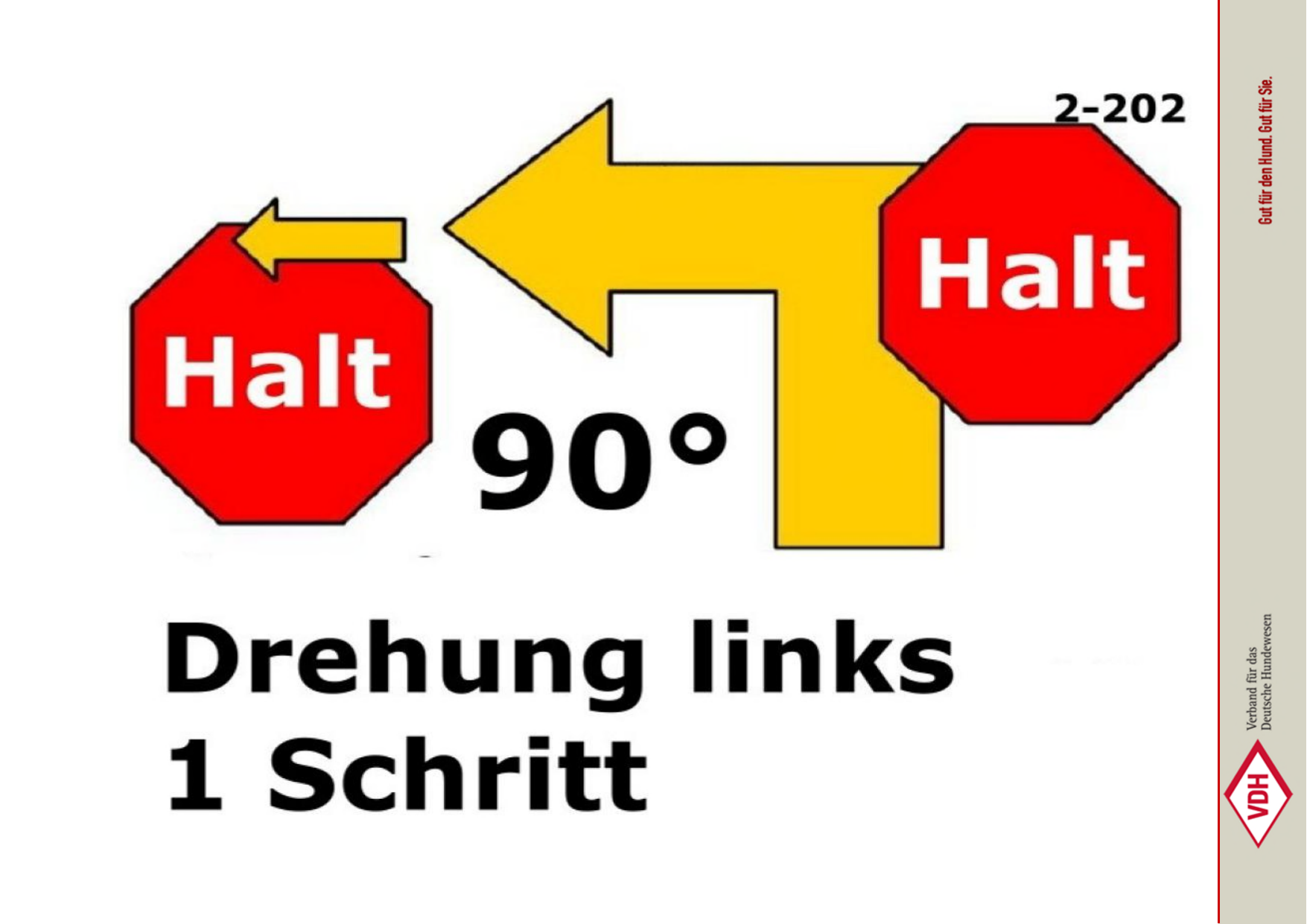 Halt 90° Drehung links 1 Schritt