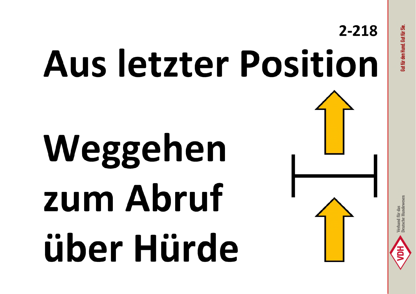 Aus letzter Position Weggehen zum Abruf über Hürde