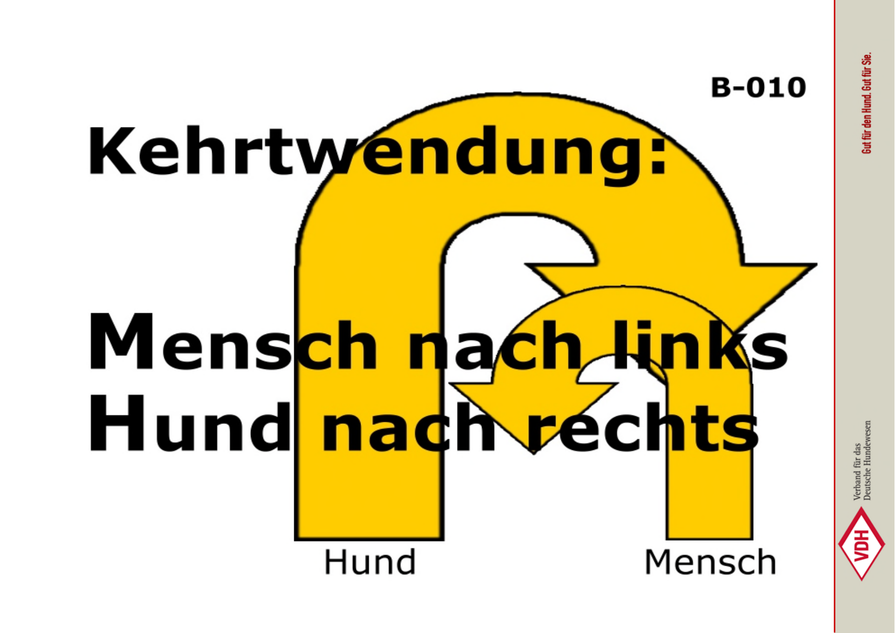 Kehrtwendung: Mensch links, Hund rechts